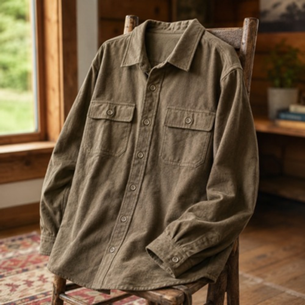 LL Bean Mens XL Green Solid Cotton Flannel Long Sleeve Button Up Shirt - Picture 3 of 11
